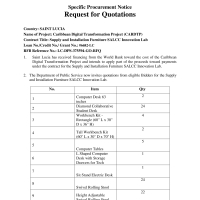 Government of Saint Lucia: Caribbean Digital Transformation Project (CARDTP) - Supply and Installation Furniture SALCC Innovation Lab Loan No./Credit No./ Grant No.: #6682-LC